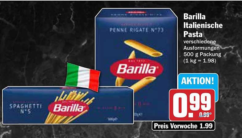 Barilla Italienische Pasta - Verschiedene Ausformungen 500 g Packung