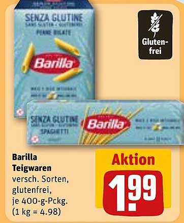 Barilla Teigwaren – glutenfrei, verschiedene Sorten