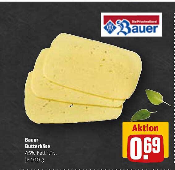 Bauer Butterkäse 45% Fett i.Tr., je 100 g