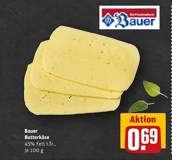 Bauer Butterkäse 45% Fett i.Tr., je 100 g