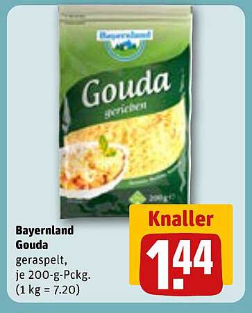 Bayernland Gouda geraspelt, je 200-g-Packung