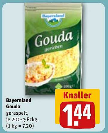 Bayernland Gouda geraspelt, je 200-g-Pckg.