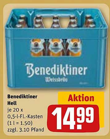 Benediktiner Hell - 20 x 0,5-l-Fl.-Kasten