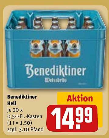 Benediktiner Hell - je 20 x 0,5-l-Fl.-Kasten