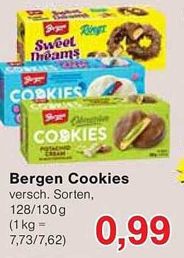 Bergen Cookies - verschiedene Sorten, 128/130 g