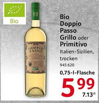 Bio Doppio Passo Grillo oder Primitivo - Italien-Sizilien, trocken