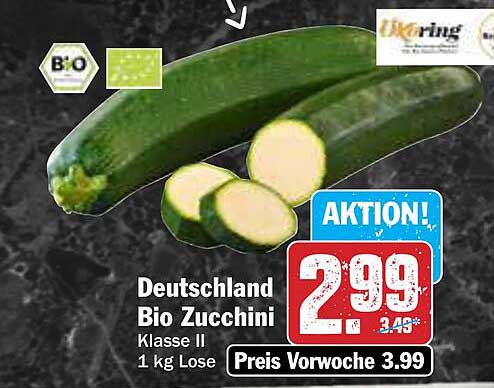 Bio Zucchini aus Deutschland, Klasse II, 1 kg Lose