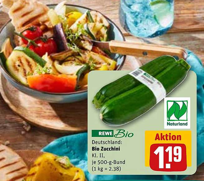 Bio Zucchini Kl. II, je 500-g-Bund