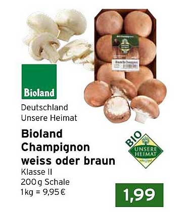 Bioland Champignon weiß oder braun 200 g