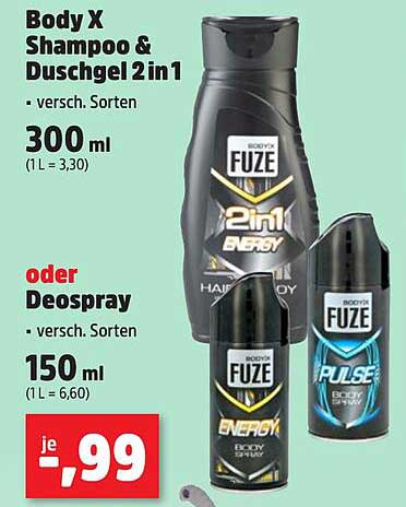 Body X Shampoo & Duschgel 2 in 1 - verschiedene Sorten
