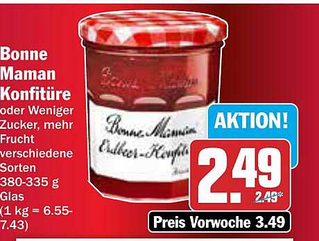 Bonne Maman Konfitüre oder Weniger Zucker, mehr Frucht verschiedene Sorten 380-335 g Glas