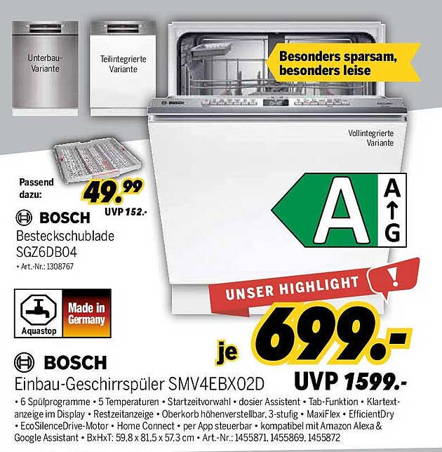 BOSCH Einbau-Geschirrspüler SMV4EBX02D