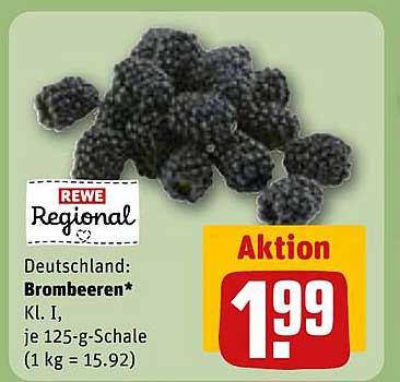 Brombeeren Kl. I, je 125-g-Schale (1 kg = 15.92)