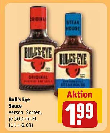 Bull's Eye Sauce - Verschiedene Sorten, je 300-ml-Flasche