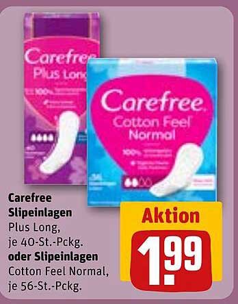 Carefree Slippeinlagen Plus Long oder Cotton Feel Normal, je 40-St.-Pckg. oder je 56-St.-Pckg.