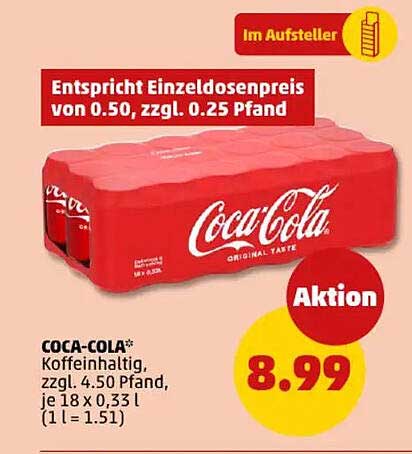 Coca-Cola 18 x 0,33 l Angebot im Penny-Prospekt