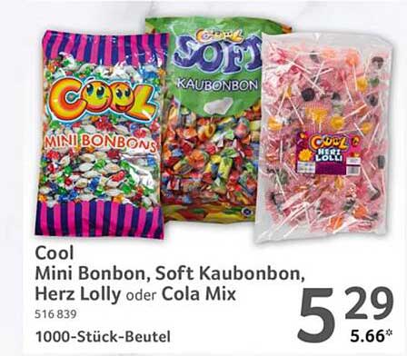 Cool Mini Bonbon, Soft Kaubonbon, Herz Lolly oder Cola Mix