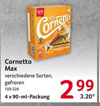 Cornetto Max, verschiedene Sorten, gefroren