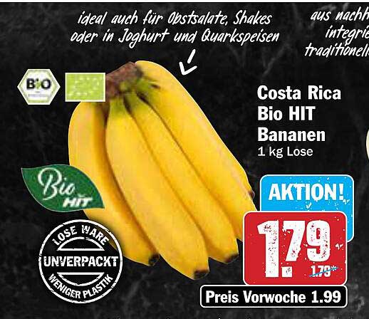 Costa Rica Bio HIT Bananen 1 kg Lose