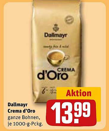 Dallmayr Crema d'Oro ganze Bohnen, je 1000-g-Pckg.