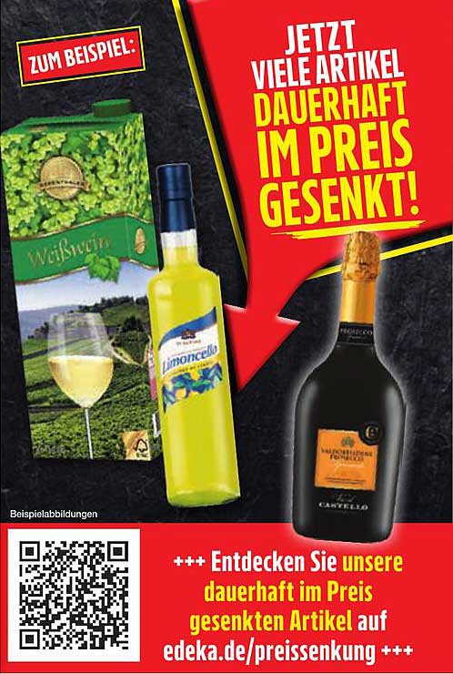 Dauerhaft im Preis gesenkt: Weißwein, Limoncello und Champagne