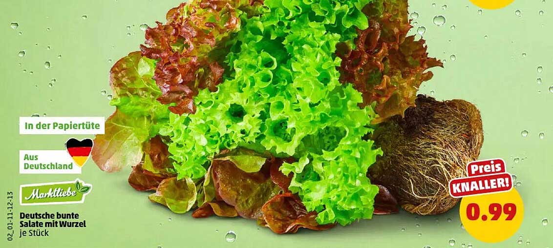 Deutsche bunte Salate mit Wurzel je Stück