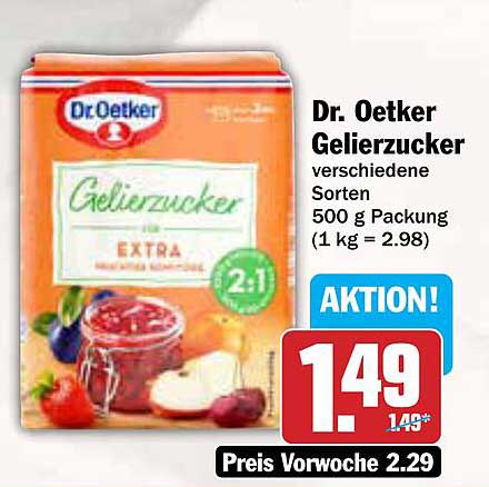 Dr. Oetker Gelierzucker verschiedene Sorten 500 g Packung