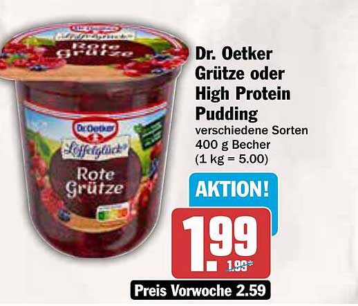 Dr. Oetker Grütze oder High Protein Pudding