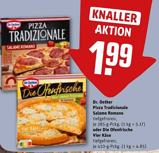Dr. Oetker Pizza Tradizionale Salame Romano und Die Ofenfrische Vier Käse