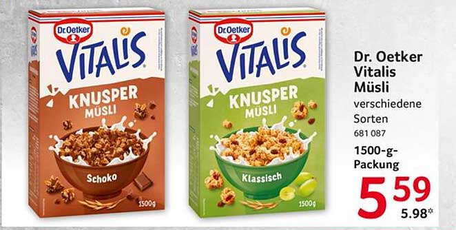 Dr. Oetker Vitalis Knusper Müsli verschiedene Sorten 1500-g-Packung