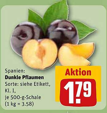 Dunkle Pflaumen 500 g Schale aus Spanien