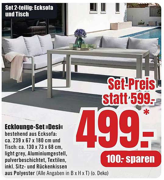 Ecklounge-Set »Design«, 2-teilig: Ecksofa und Tisch