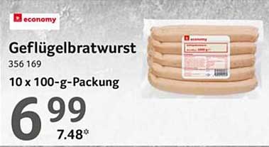 Economy Geflügelbratwurst 10 x 100-g-Packung