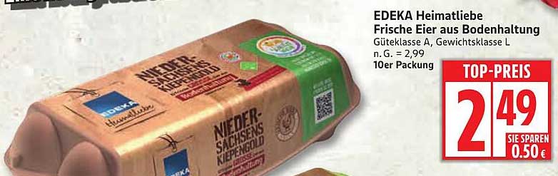 EDAKA Heimatl Liebe Frische Eier aus Bodenhaltung 10er Packung
