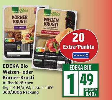 EDEKA Bio Weizen- oder Körner-Krusti Aufbackbrötchen