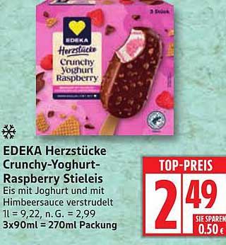 EDEKA Herzstücke Crunchy-Joghurt-Raspberry Stieleis