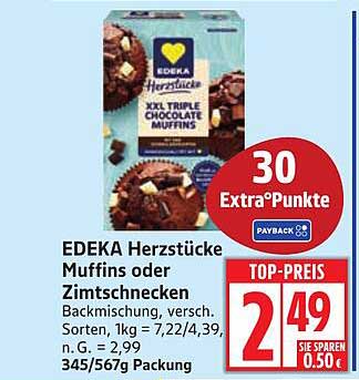 EDEKA Herzstücke Muffins oder Zimtschnecken
