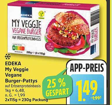 EDEKA My Veggie Vegane Burger-Pattys auf Erbsenproteinbasis