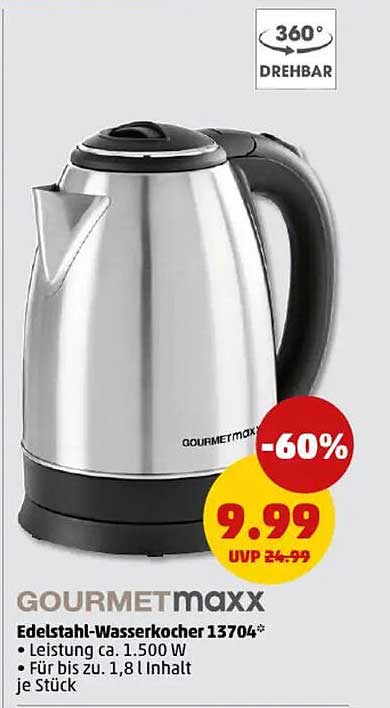 Edelstahl-Wasserkocher 13704 von GOURMETmaxx