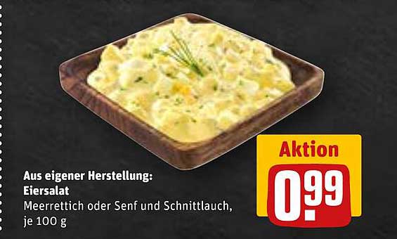 Eiersalat aus eigener Herstellung: Meerrettich oder Senf und Schnittlauch, je 100 g