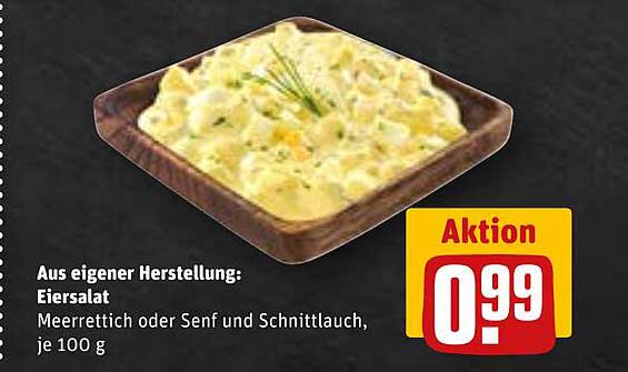 Eiersalat aus eigener Herstellung: Meerrettich oder Senf und Schnittlauch, je 100 g