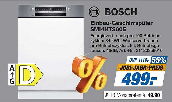 Einbau-Geschirrspüler SMI4HTS00E von Bosch - Jubi-Jahr-Preis
