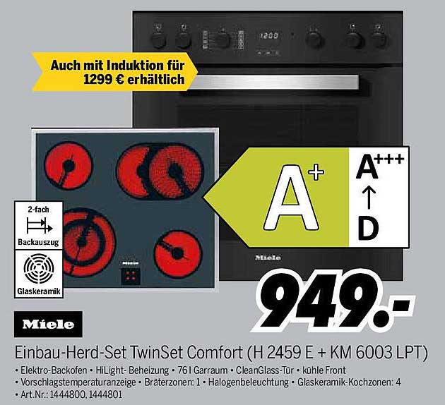 Einbau-Herd-Set TwinSet Comfort (H 2459 E + KM 6003 LPT)