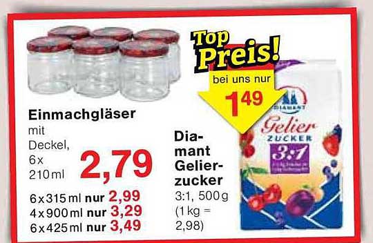 Einmachgläser mit Deckel, 6x 210ml für nur 2,79€