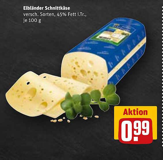 Elbländer Schnittkäse, verschiedene Sorten, 45% Fett i. Tr., je 100 g