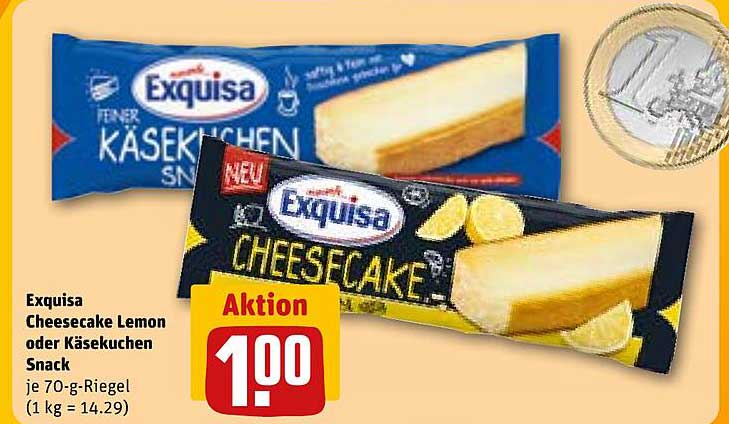 Exquisa Cheesecake Lemon oder Käsekuchen Snack