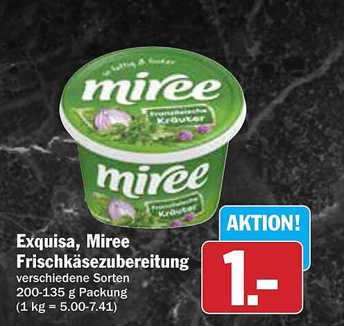 Exquisa, Miree Frischkäsezubereitung verschiedene Sorten 200-135 g Packung
