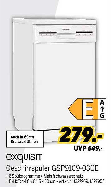 exquisit Geschirrspüler GSP9109-030E