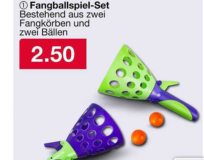 Fangballspiel-Set bestehend aus zwei Fangkörben und zwei Bällen