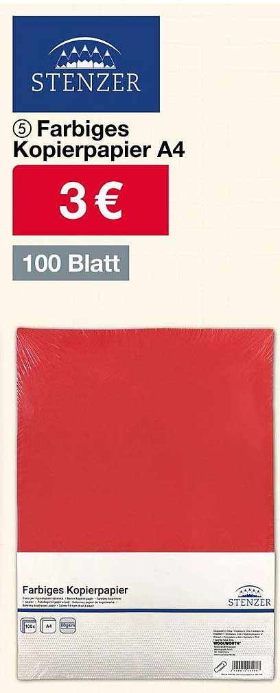 Farbige Kopierpapier A4 - 100 Blatt für nur 3 €